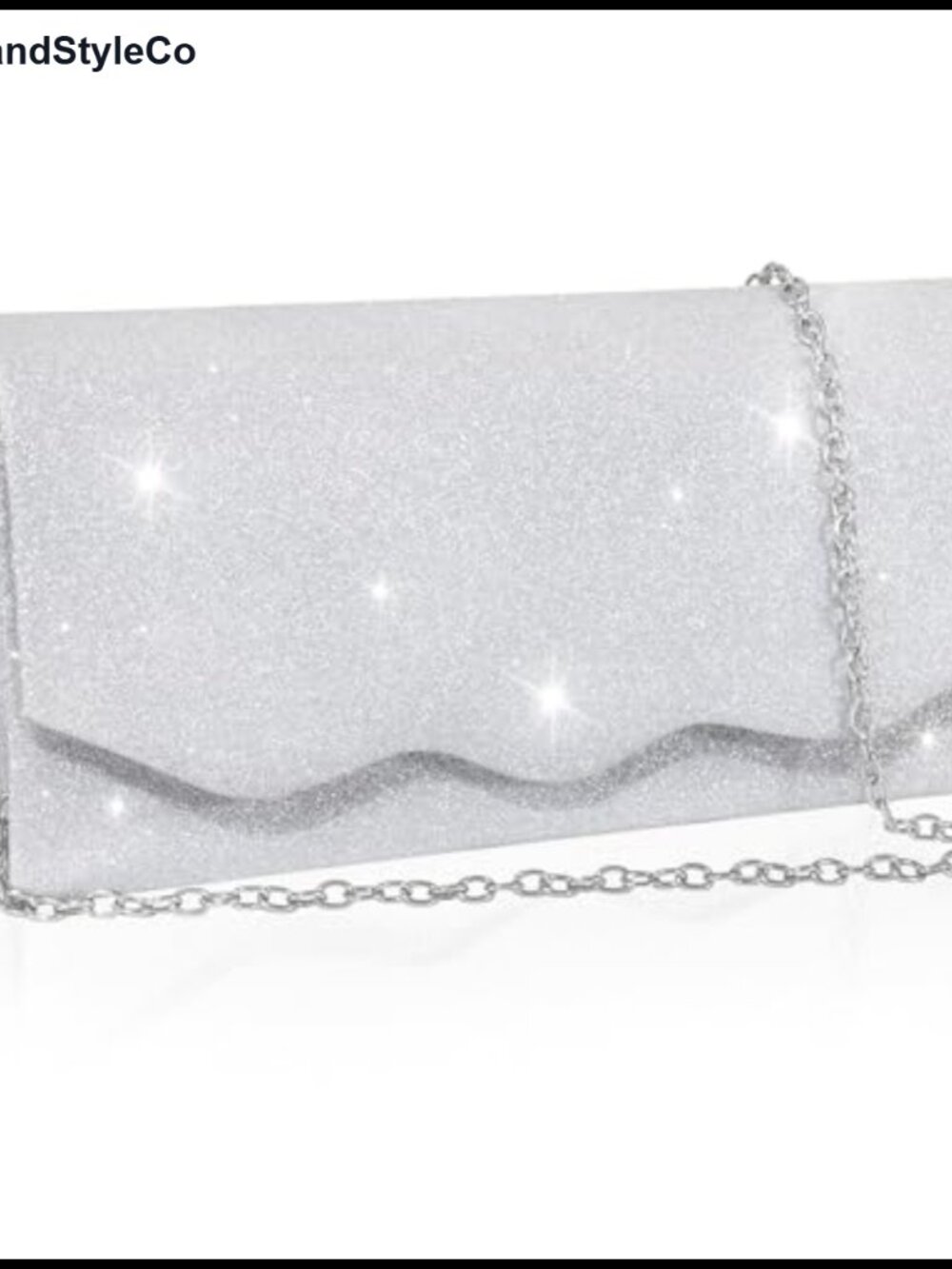 Glittery Evening Clutch Purse with Detachable Crossbody Chain for Women